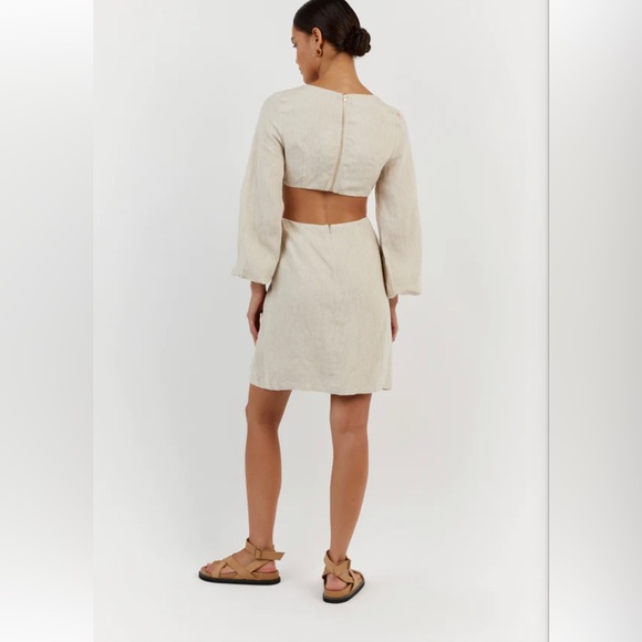 DISSH TINA NATURAL LINEN MINI DRESS 8 - Picture 2 of 5